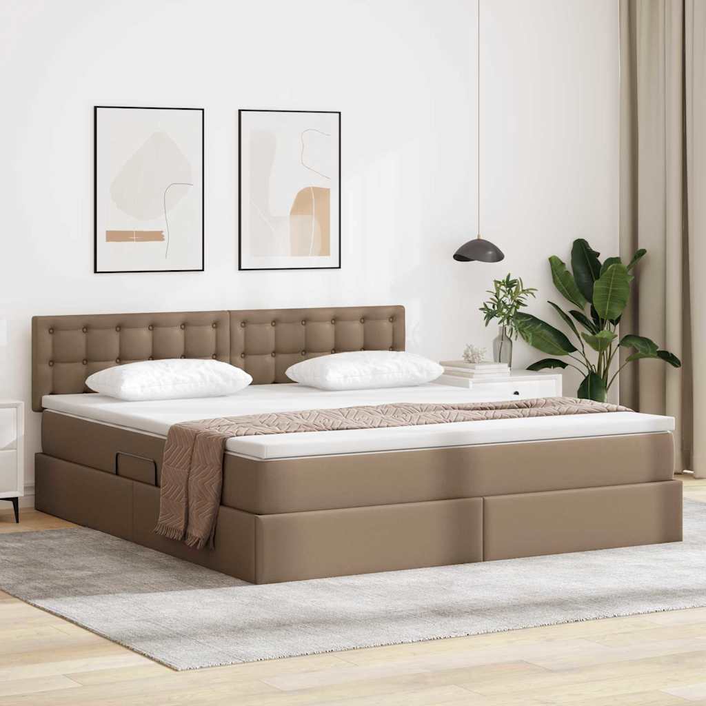 Letto con contenitore e LED con led Cappuccino 160 x 200 cm 3371040