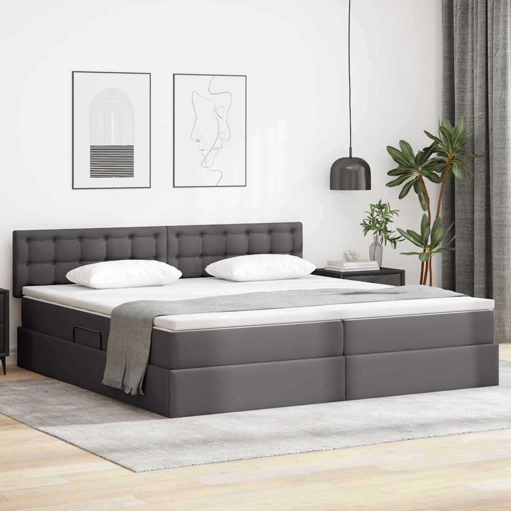 Letto con contenitore e LED con led Grigio chiaro 200 x 200 cm 3371047