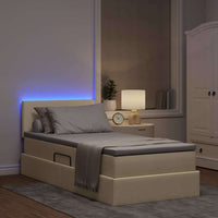 Letto con contenitore e LED con led Crema 90 x 190 cm Tessuto 3371053