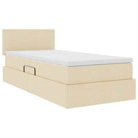 Letto con contenitore e LED con led Crema 90 x 190 cm Tessuto 3371053