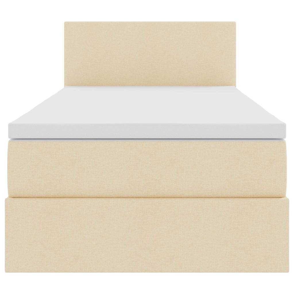 Letto con contenitore e LED con led Crema 90 x 190 cm Tessuto 3371053