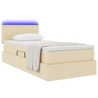 Letto con contenitore e LED con led Crema 90 x 190 cm Tessuto 3371053