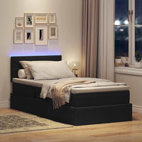 Letto con contenitore e LED con led Nero 90 x 190 cm Tessuto 3371114