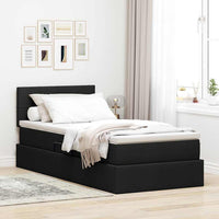Letto con contenitore e LED con led Nero 90 x 190 cm Tessuto 3371114