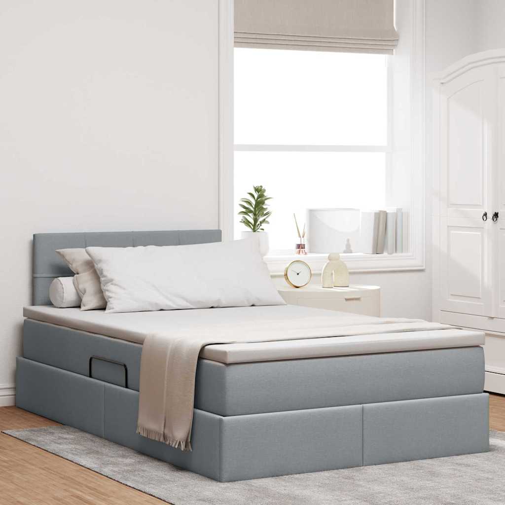 Letto con contenitore e LED Grigio chiaro 120 x 190 cm 3371130