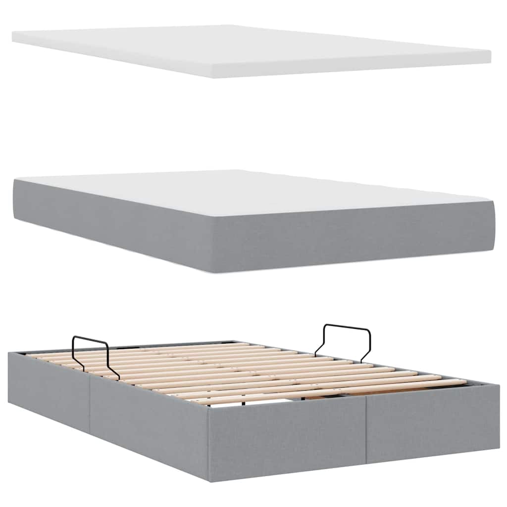 Letto con contenitore e LED Grigio chiaro 120 x 190 cm 3371130