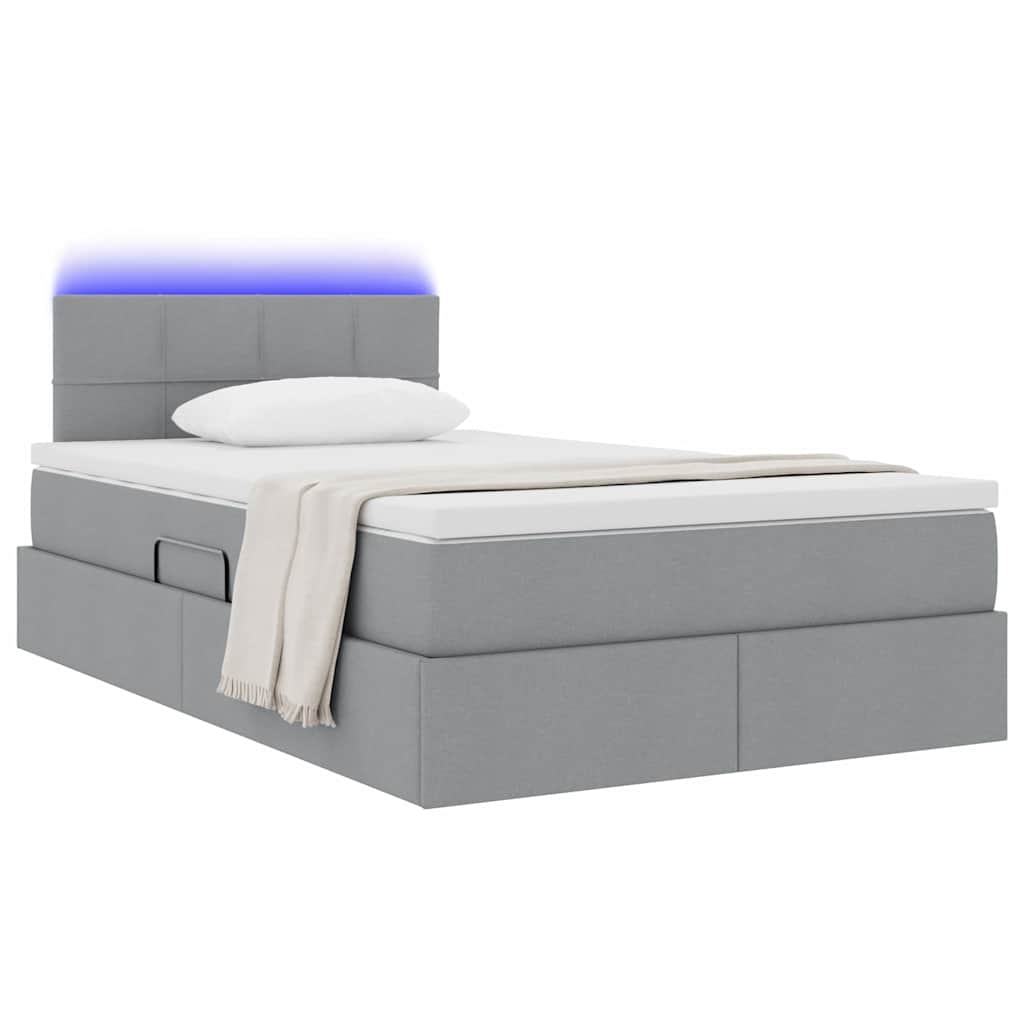 Letto con contenitore e LED Grigio chiaro 120 x 190 cm 3371130