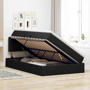Letto con contenitore e LED Nero 120 x 190 cm Poliestere 3371132