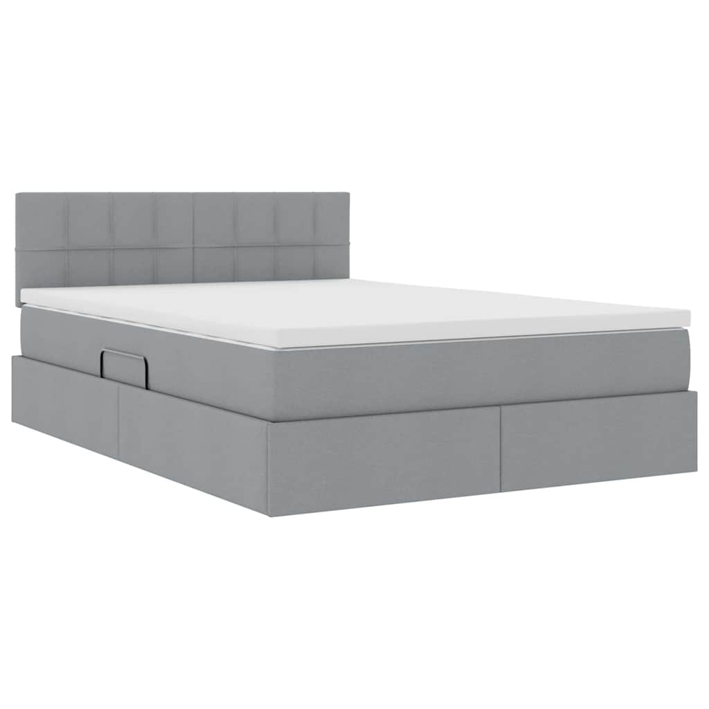 Letto con testiera Grigio chiaro 140 x 190 cm Tessuto 3371142