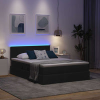 Letto con luci a strisce a LED Nero 140 x 190 cm Tessuto 3371144