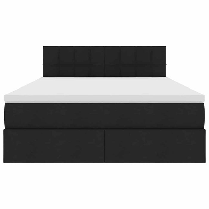 Letto con luci a strisce a LED Nero 140 x 190 cm Tessuto 3371144