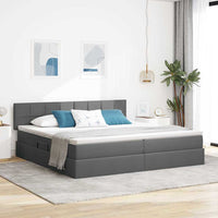 Letto con contenitore e LED Grigio scuro 200 x 200 cm Tessuto 3371167