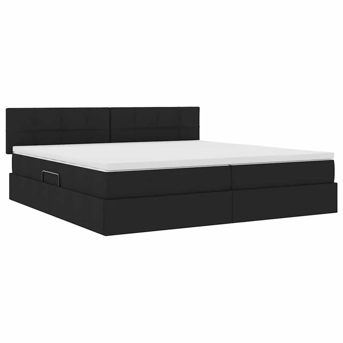 Letto con contenitore e LED con led Nero 200 x 200 cm Tessuto 3371168