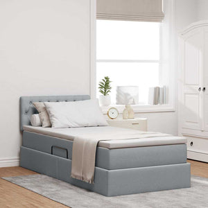 Letto con contenitore e LED Grigio chiaro 90 x 190 cm Tessuto 3371175