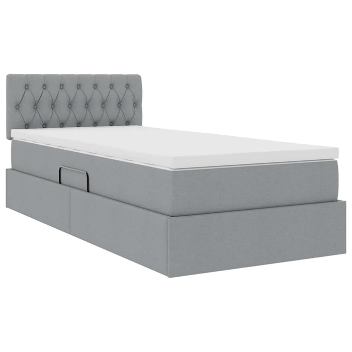 Letto con contenitore e LED Grigio chiaro 90 x 190 cm Tessuto 3371175