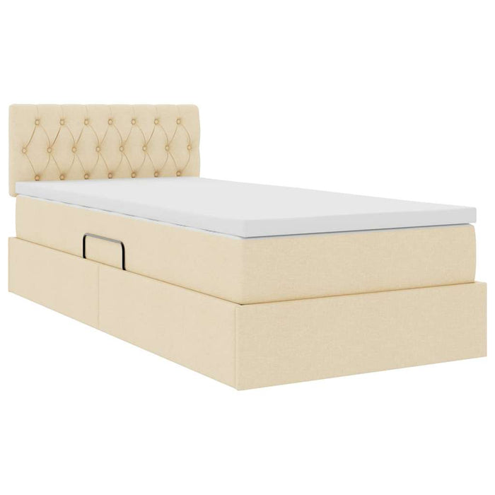 Letto con contenitore e LED con led Crema 90 x 190 cm Tessuto 3371179