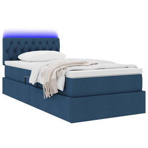 Letto con contenitore e LED con led Blu 90 x 190 cm Tessuto 3371180