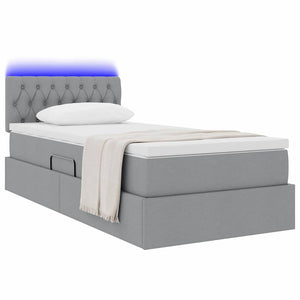 Letto con contenitore e LED Grigio chiaro 90 x 200 cm Tessuto 3371181