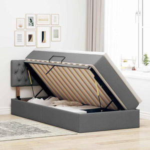 Letto con contenitore e LED Grigio scuro 90 x 200 cm Tessuto 3371182