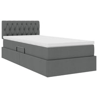Letto con contenitore e LED Grigio scuro 90 x 200 cm Tessuto 3371182