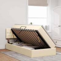 Letto con contenitore e LED con led Crema 90 x 200 cm Tessuto 3371185