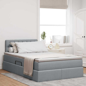 Letto con contenitore e LED Grigio chiaro 120 x 190 cm Tessuto 3371193