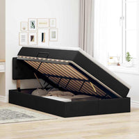 Letto con contenitore e LED Nero 120 x 190 cm Poliestere 3371195