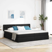 Letto con contenitore e LED con led Nero 200 x 200 cm Tessuto