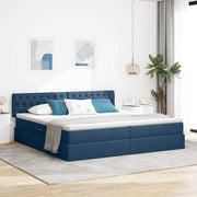 Letto con contenitore e LED con led Blu 200 x 200 cm Tessuto