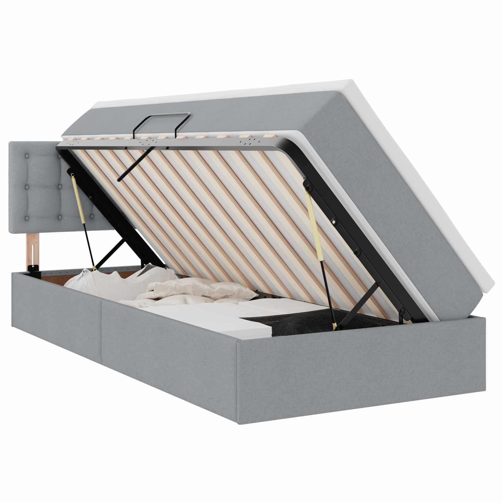 Letto con contenitore e LED Grigio chiaro 90 x 190 cm Tessuto 3371238