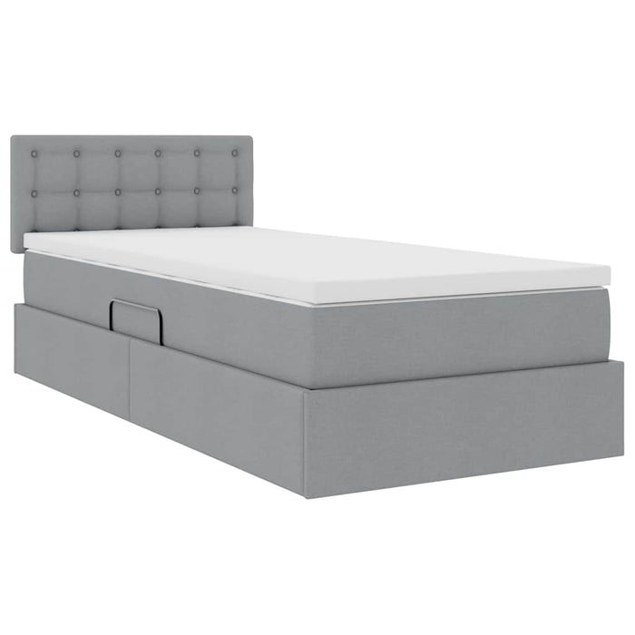 Letto con contenitore e LED Grigio chiaro 90 x 190 cm Tessuto 3371238