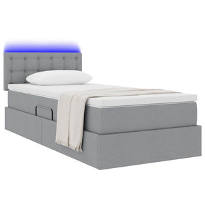 Letto con contenitore e LED Grigio chiaro 90 x 190 cm Tessuto 3371238