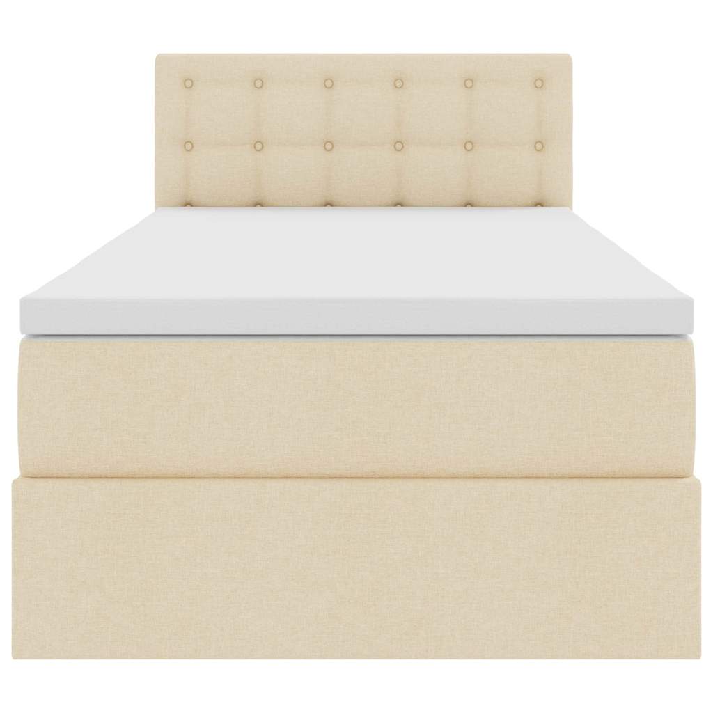 Letto con contenitore e LED con led Crema 90 x 190 cm Tessuto 3371242