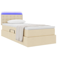 Letto con contenitore e LED con led Crema 90 x 190 cm Tessuto 3371242