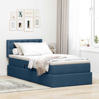 Letto con contenitore e LED con led Blu 90 x 190 cm Tessuto 3371243