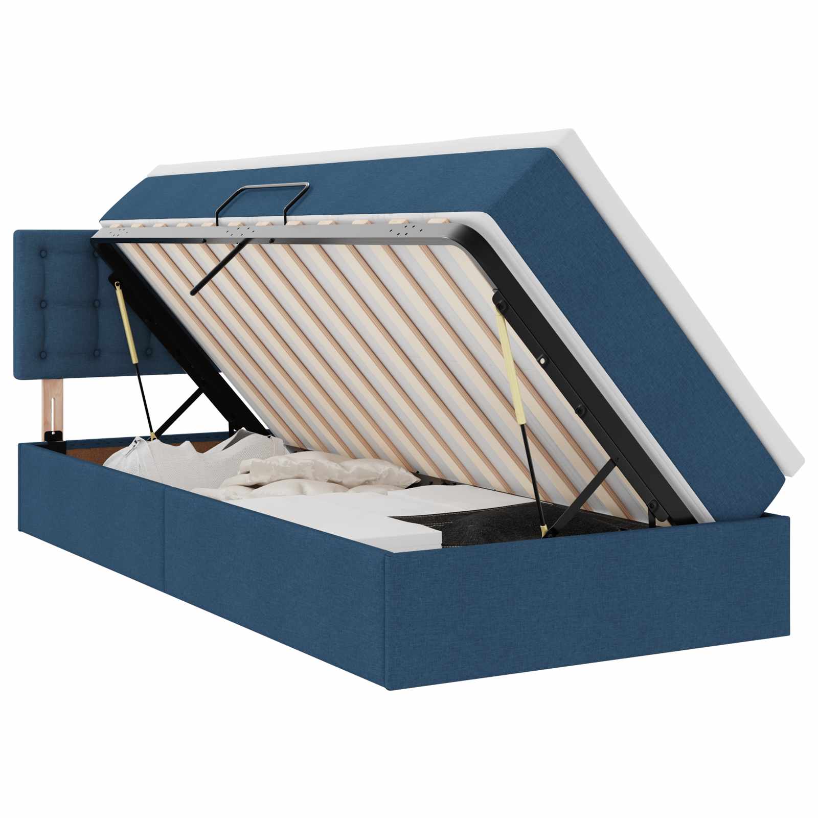 Letto con contenitore e LED con led Blu 90 x 190 cm Tessuto 3371243