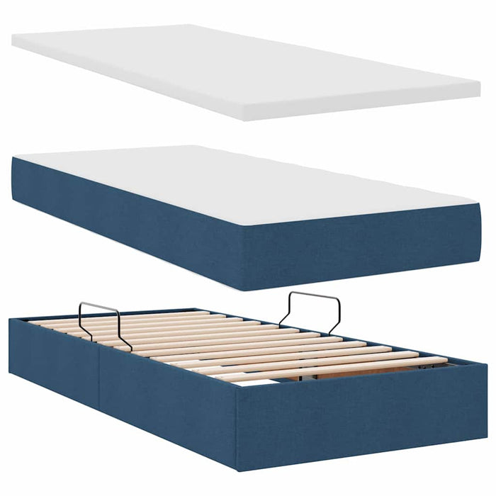 Letto con contenitore e LED con led Blu 90 x 190 cm Tessuto 3371243
