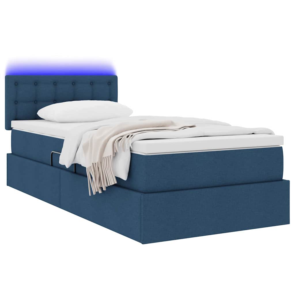 Letto con contenitore e LED con led Blu 90 x 190 cm Tessuto 3371243