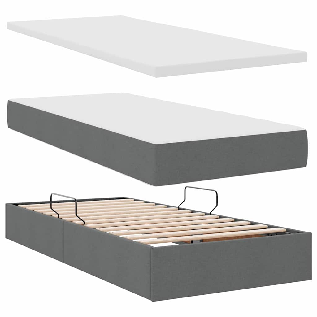 Letto con contenitore e LED Grigio scuro 90 x 200 cm Tessuto 3371245