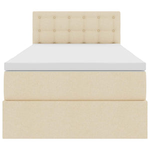 Letto con contenitore e LED con led Crema 100 x 200 cm Tessuto 3371254