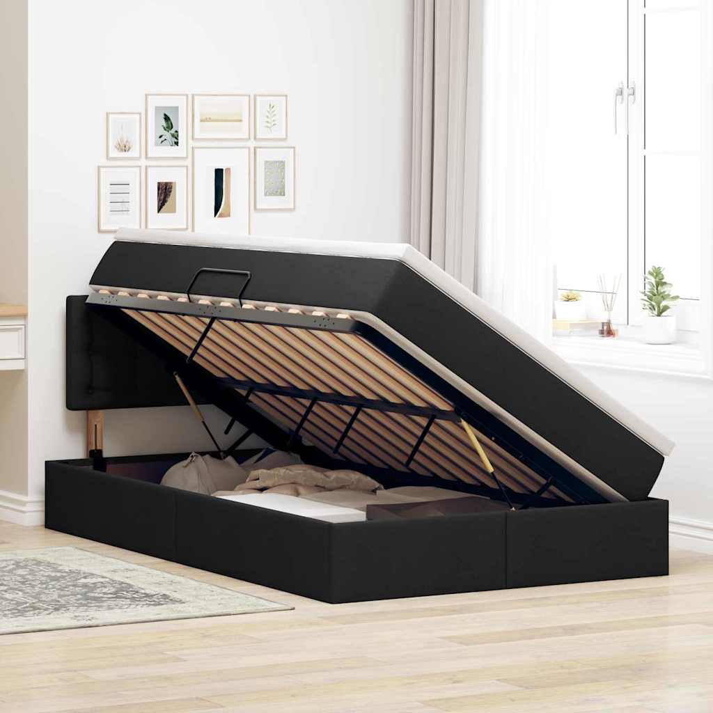 Letto con contenitore e LED Nero 120 x 190 cm Poliestere 3371258