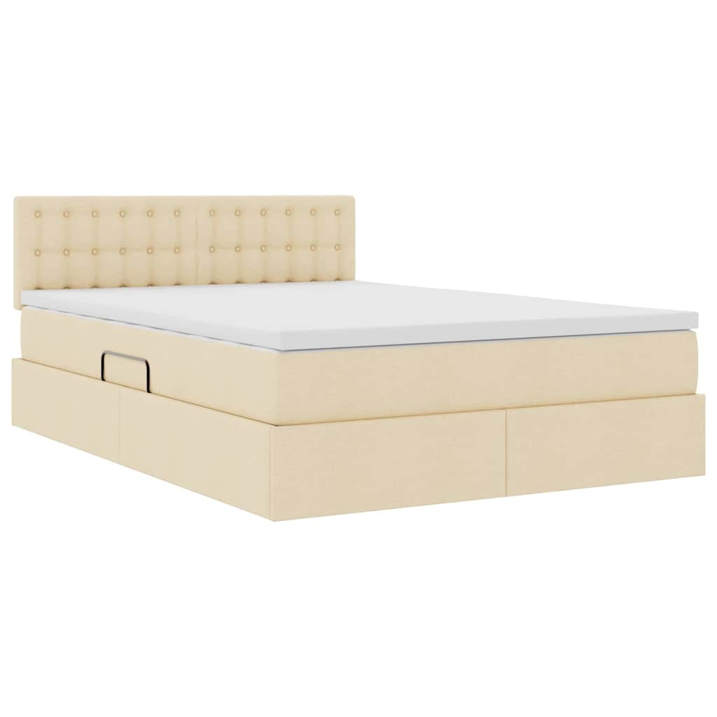 Letto con contenitore e LED Crema 140 x 190 cm Poliestere 3371272