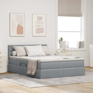 Letto con testiera Grigio chiaro 140 x 200 cm Tessuto 3371274