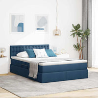 Letto con contenitore e LED con led Blu 140 x 200 cm Tessuto 3371279