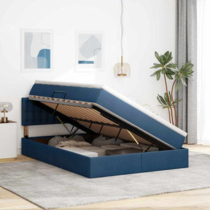 Letto con contenitore e LED con led Blu 140 x 200 cm Tessuto 3371279