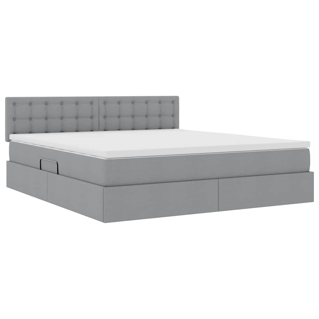 Letto con contenitore e LED Grigio chiaro 180 x 200 cm Tessuto