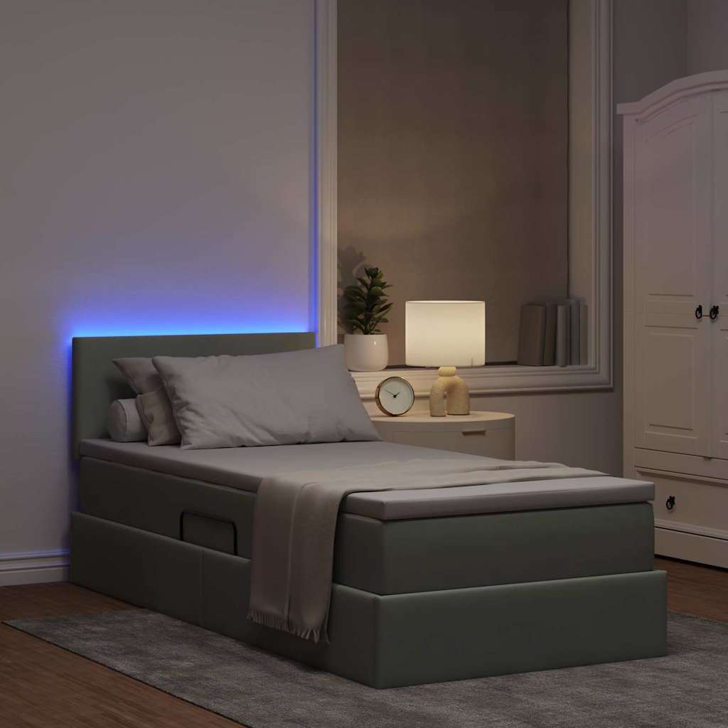 Letto con contenitore e LED Grigio chiaro 90 x 190 cm Velluto 3371301