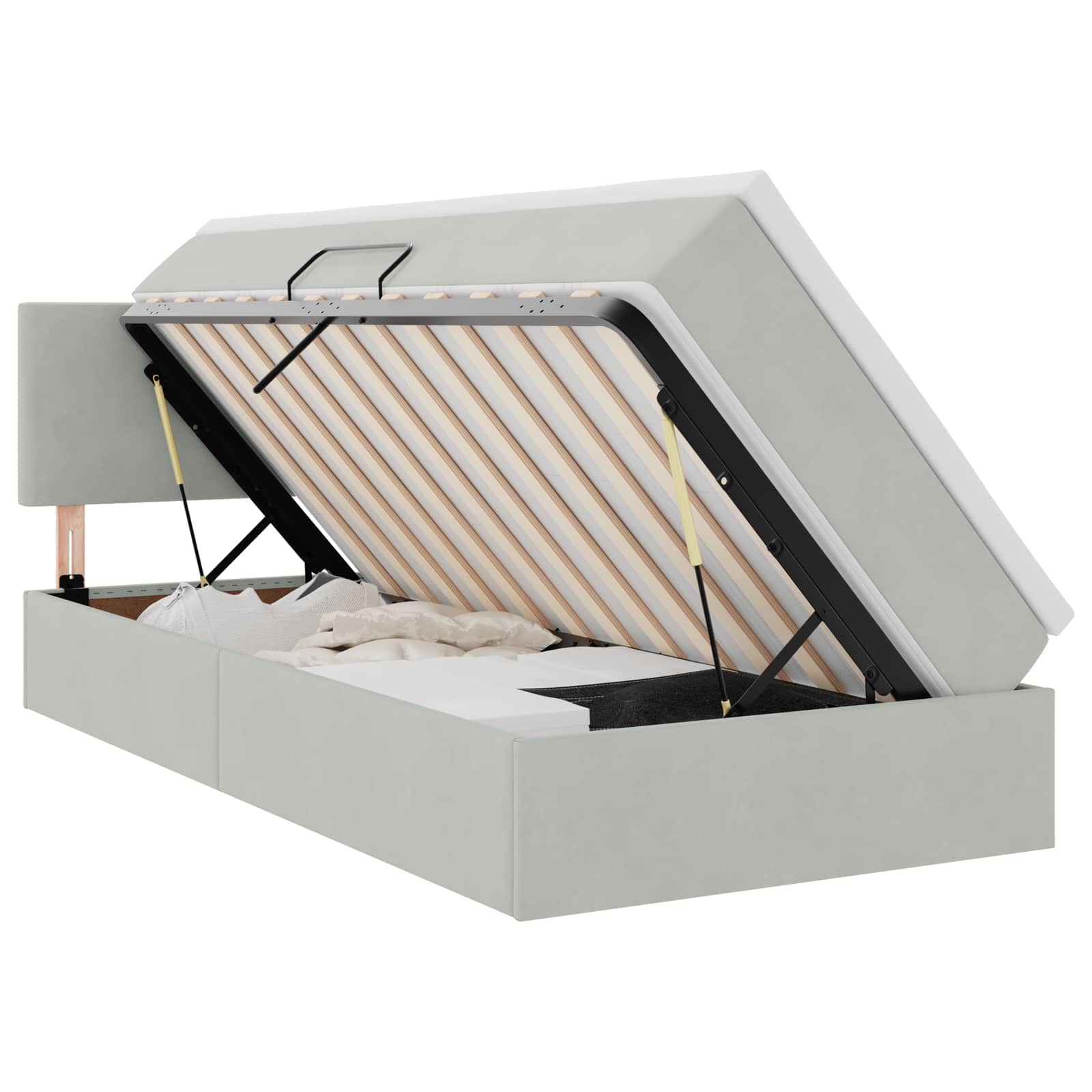 Letto con contenitore e LED Grigio chiaro 90 x 190 cm Velluto 3371301