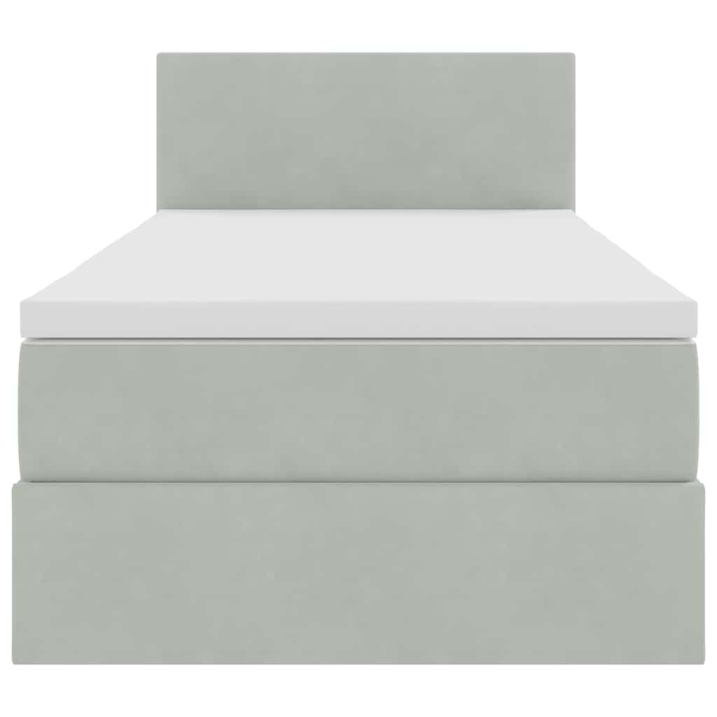 Letto con contenitore e LED Grigio chiaro 90 x 190 cm Velluto 3371301