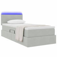 Letto con contenitore e LED Grigio chiaro 90 x 190 cm Velluto 3371301